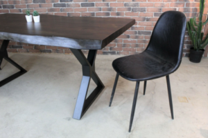 Acacia Live Edge Dining Table with Black X Shaped Legs - Wood Furniture Canada