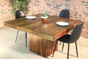 Square-Rosewood-Farmhouse-Table-Honey-Walnut-Finish Wood Furniture Canada