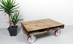 Pallet-Coffee-Table-Rustic-Coffee-Table-Industrial-Coffee-Table-on-large-Caster-wheels-Wood Furniture Canada