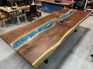 10ft Black Walnut Epoxy River Dining Table