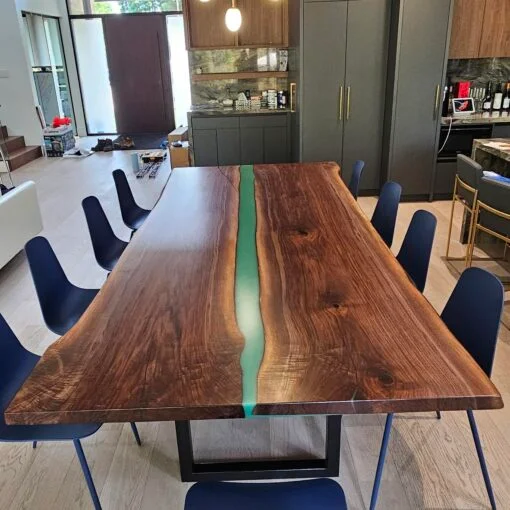 10ft x 4ft Black Walnut Epoxy River Table