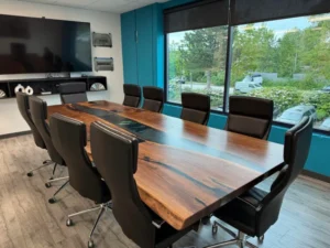 12ft by 5ft epoxy river custom made boardroom table