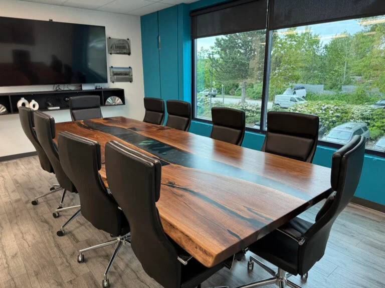 12ft by 5ft epoxy river custom made boardroom table