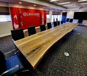 20ft solid maple boardroom table built for Canadore College