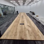 21ft solid maple live edge boardroom table, custom build for Peak Products Canada